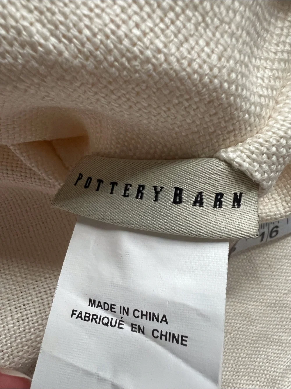 Pottery Barn Cream Pillow Cover Sham Linen Accent Button Coastal Neutral 18 inch